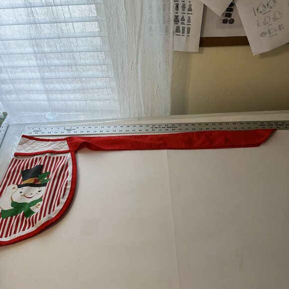 Vintage 1950s Christmas Apron Santa & Snowman Graphics Retro Kitchen Womens - Picture 5 of 9